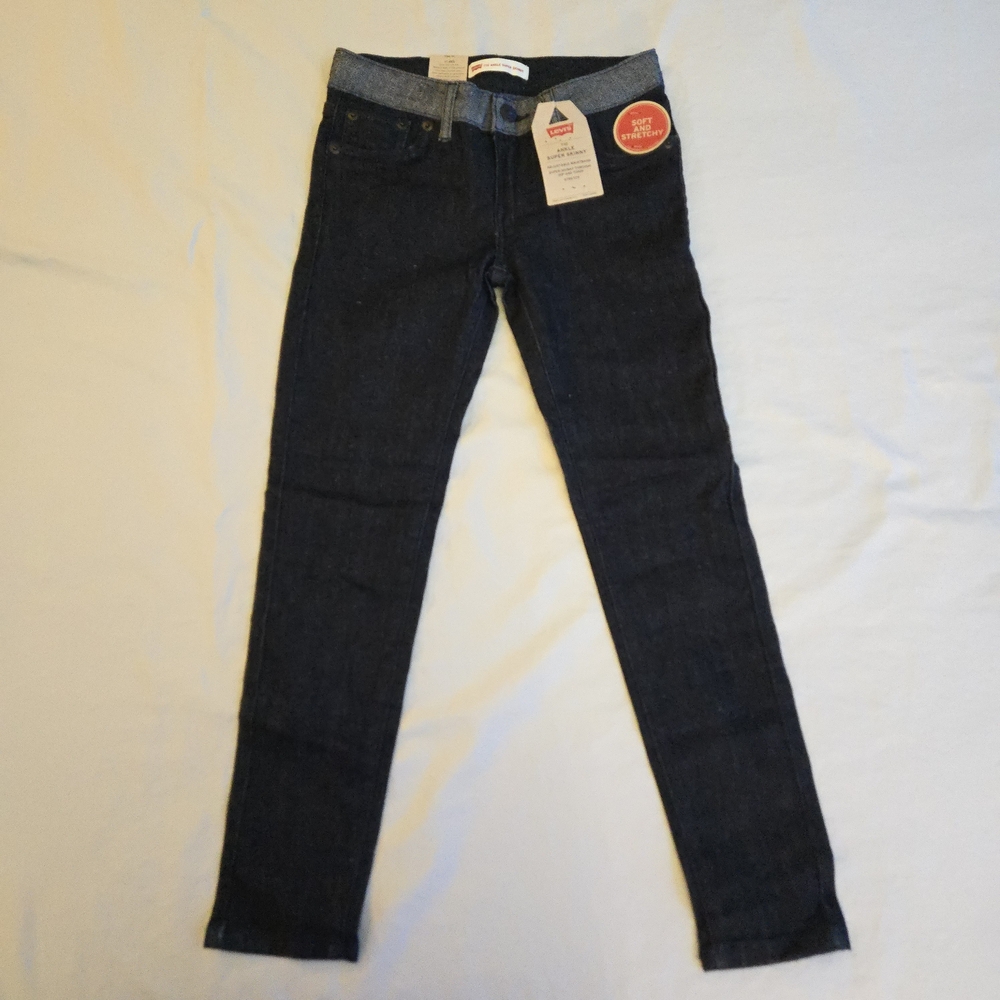 Levi's 710 Ankle Super Skinny Metallic Thread Girls Dark Blue Jeans EB3